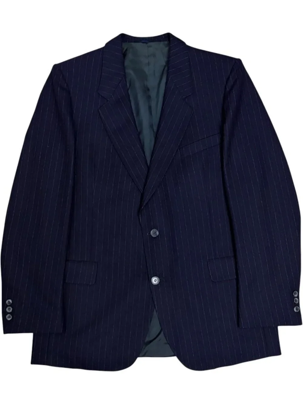 HENLEY Vintage Blazer Blue Pinstripe 100% WOOL Business Formal Jacket Mens 44R